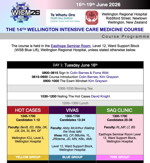 WICM 26 course timetable